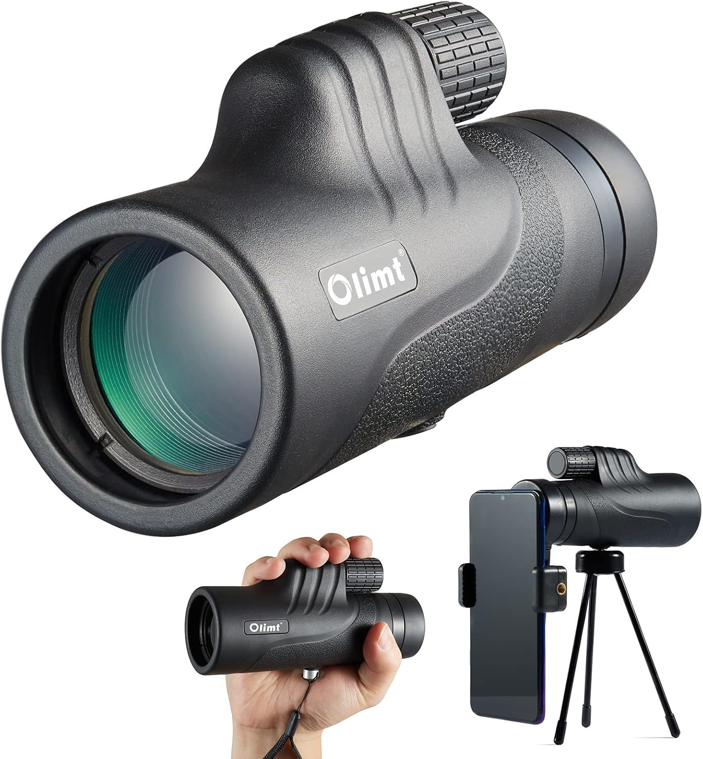 OLIMT 10x42 Handheld Portable Monocular Telescope, Small Compact Waterproof Hand HD Monocular Telescope Adults Outdoor Star Bird Watching Hunting Stargazing Spotting Scope Smartphone Adapter Tripod