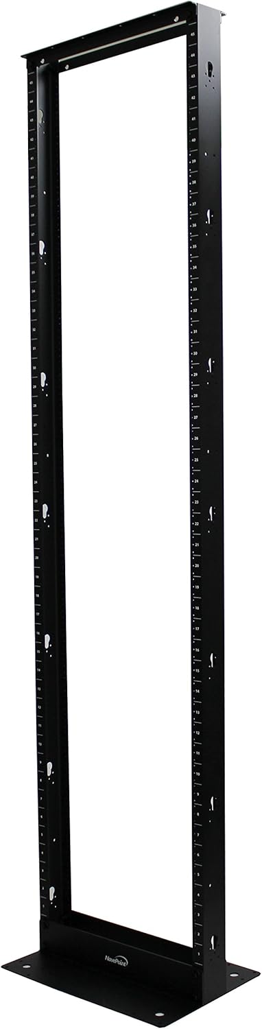 NavePoint 45U Lightweight 2-Post IT Open Frame Server Network Relay Rack Aluminum Black