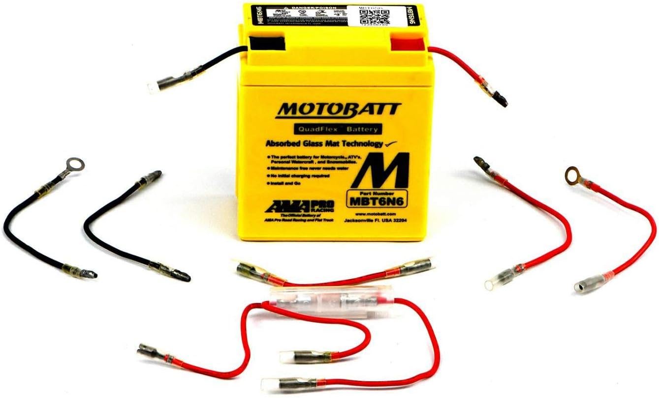 MotoBatt MBT6N6 (6V 6 Amp) Factory Activated Maintenance Free QuadFlex AGM Battery