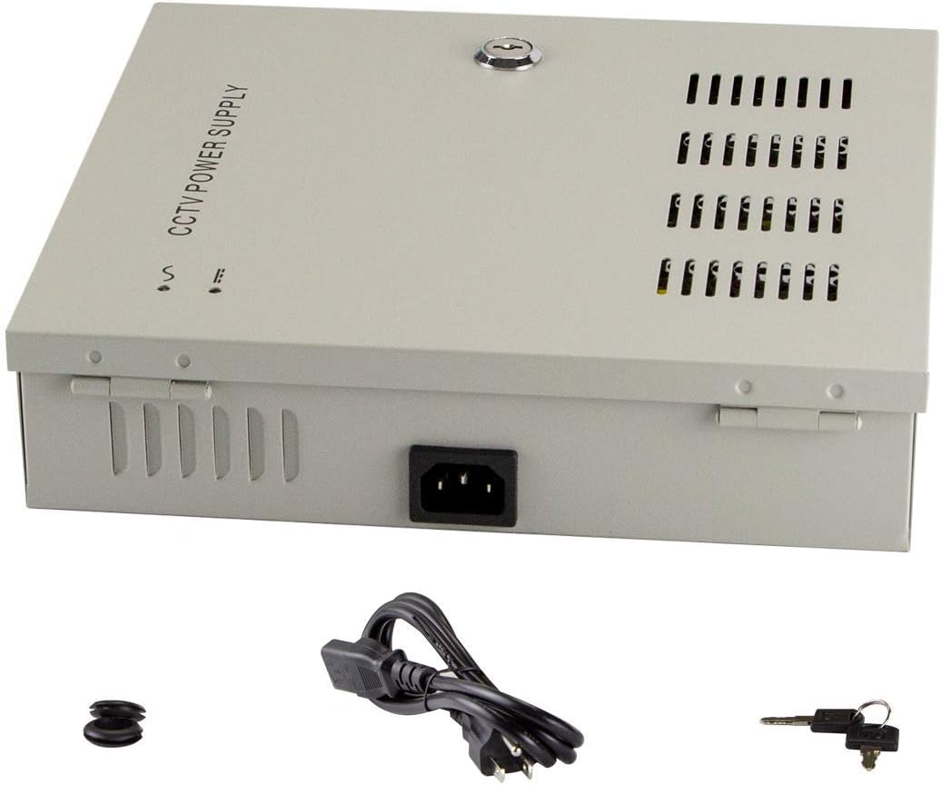 InstallerCCTV 12V 15A 180W 18 Channel Power Supply Transformer Switch AC 110V / 220V to DC 12V 15 Amp Distributed PTC Power Box for CCTV Camera Security Cameras, DVRs, Led Strip Light, UL Listed