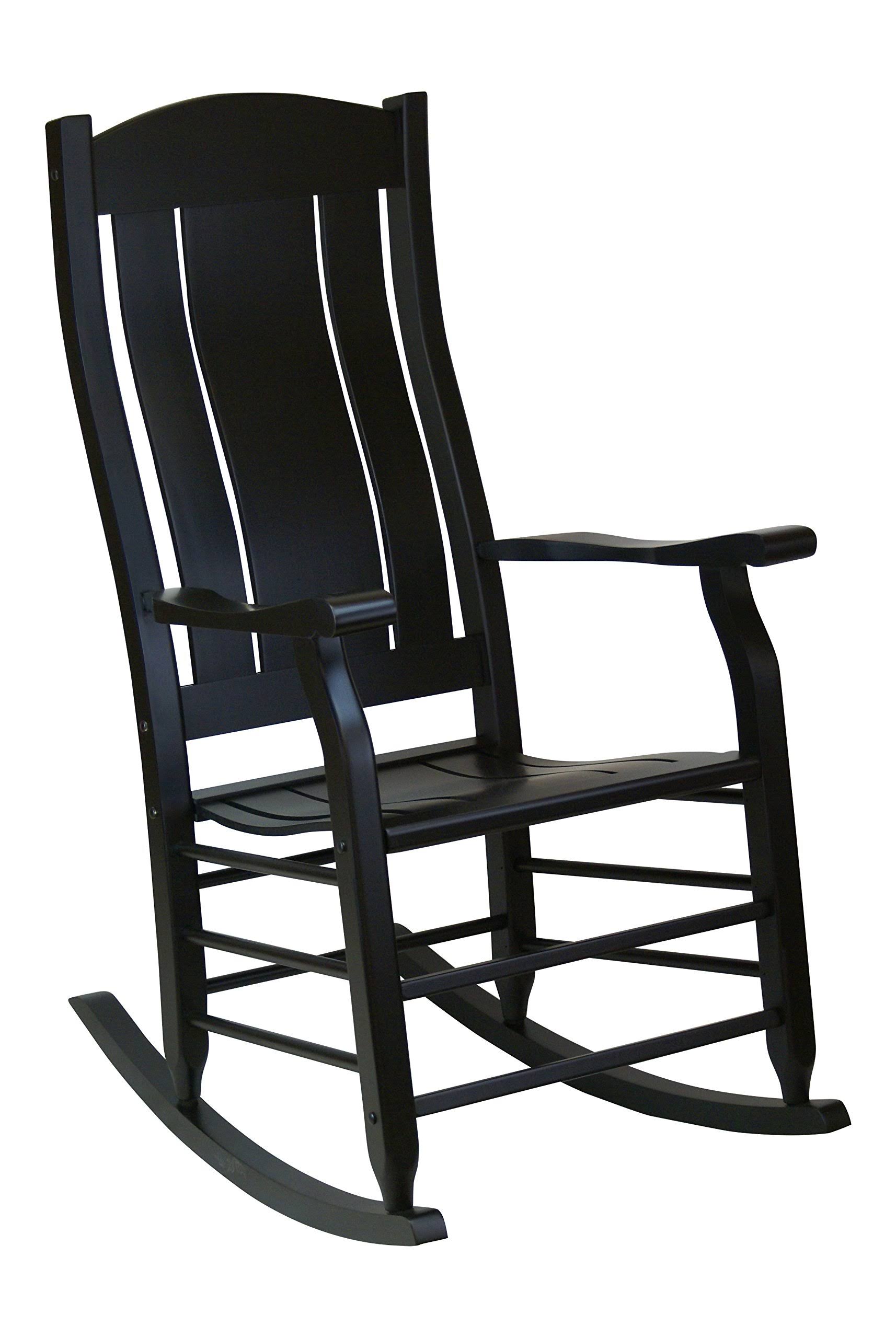 Hinkle Carrington Slat Back Wood Patio Rocking Chair Black