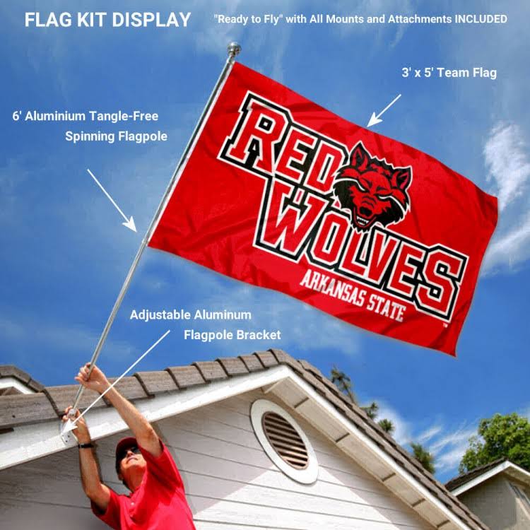 Arkansas State Red Wolves Outdoor Flag Bracket and Pole Kit