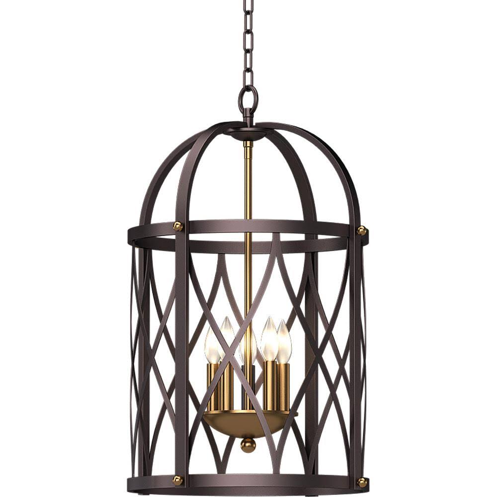 Volume Lighting V5205 5 Light 17x22 Wide Taper Candle Chandelier Brushed Black / Brushed Brass