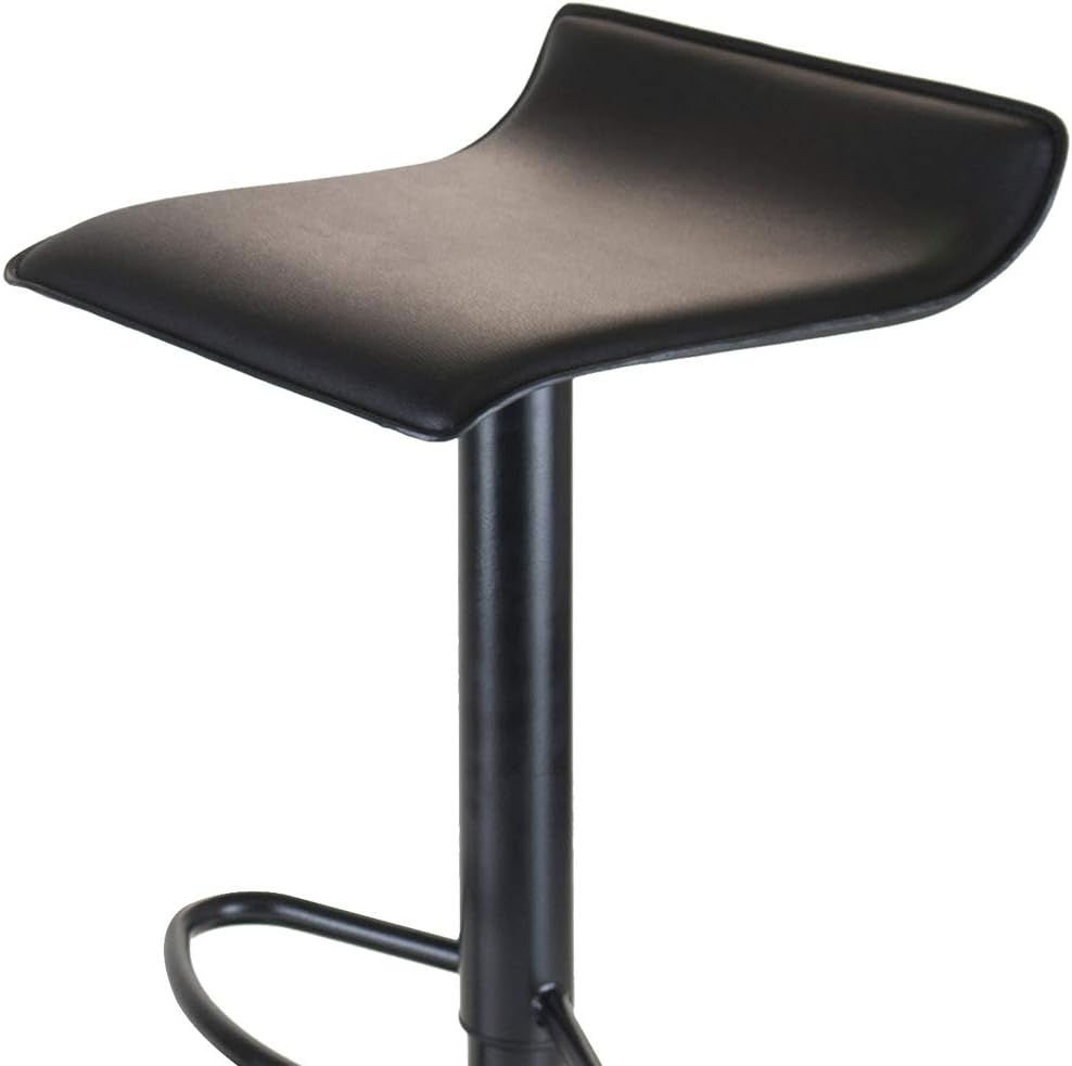 Winsome Wood Set of 2 Obsidian Adjustable Backless Swivel Air Lift Stool, PVC Seat, Black Metal Post and Base
