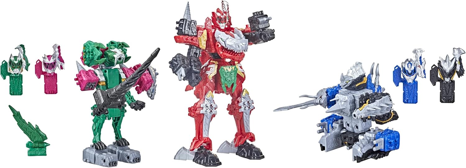 Power Rangers Dino Fury Megazord Mega Pack 5-Pack Zord Action Figure Toys for Kids Ages 4 and Up Zord Link Mix-and-Match Custom Build System (Amazon Exclusive) Pack of 2