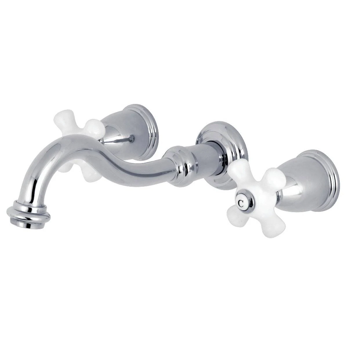 Kingston Brass KS3020PX Restoration Two-Handle Wall Mount Tub Faucet Matte Black