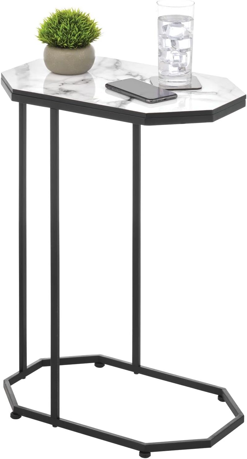 mDesign Mirror Top Side/End Table - Small Minimalistic Geometric Accent Metal Tray and Desk Furniture Unit for Living Room, Dorm, Home Office, and Bedroom - Matte Black