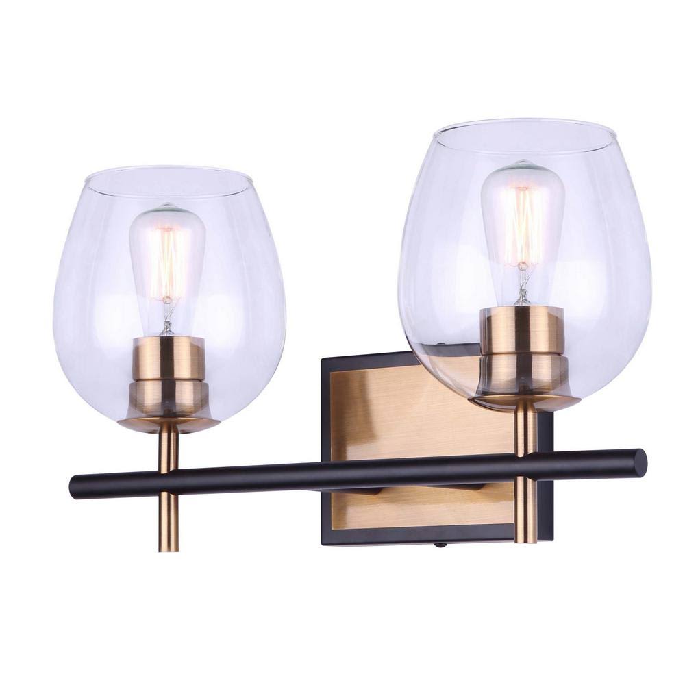 Canarm Cain Gold u0026 Black 2 Light Vanity IVL1019A02BKG