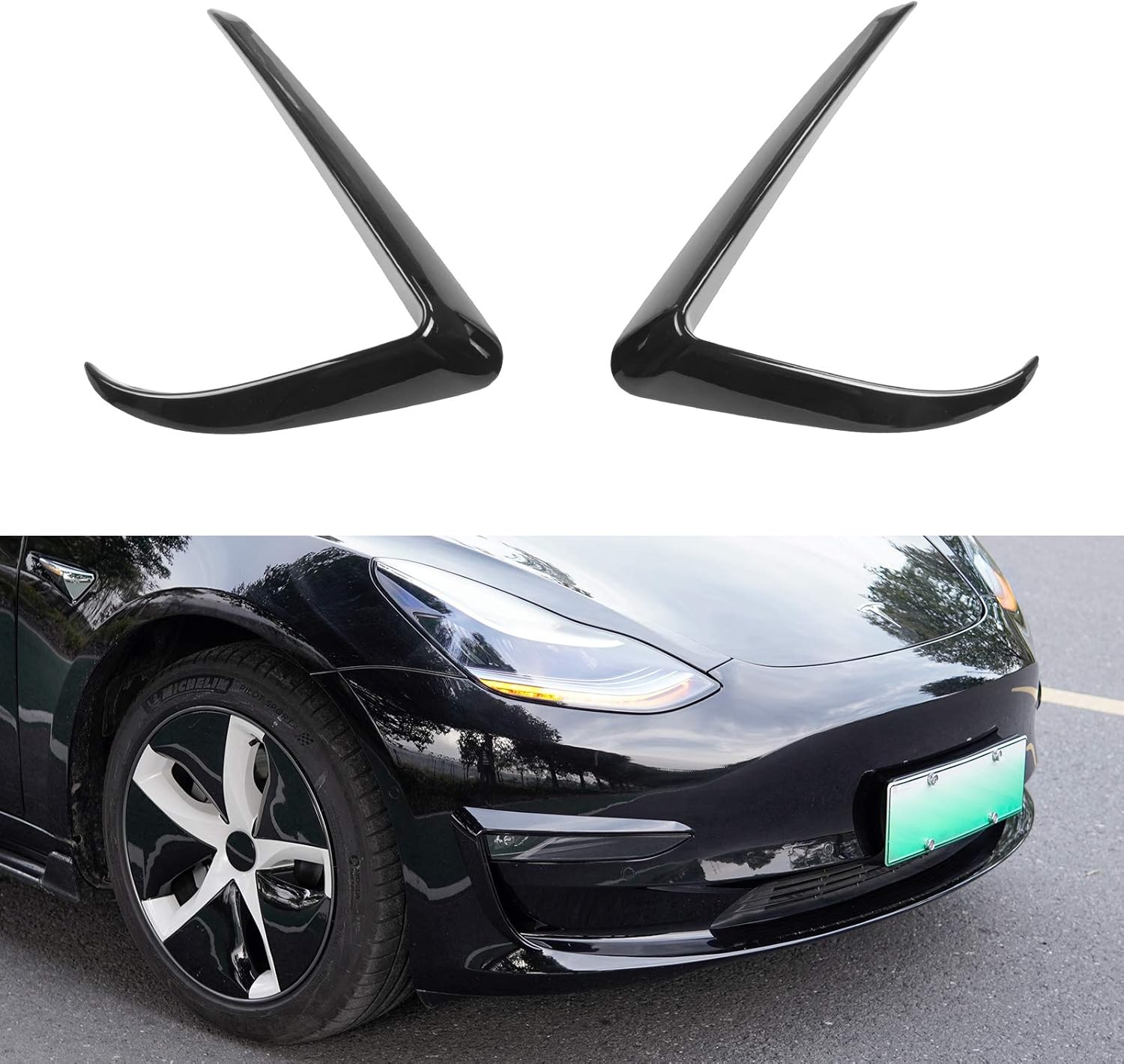 Xipoo Fit Tesla Model 3 Fog Light Trim Front Fog Light Cover Eyebrow Cover Trim Frame Exterior Decoration for 2017 2018 2019 2020 2021 2022 Tesla Model 3 Accessories (Glossy Carbon Fiber) Pack of 2
