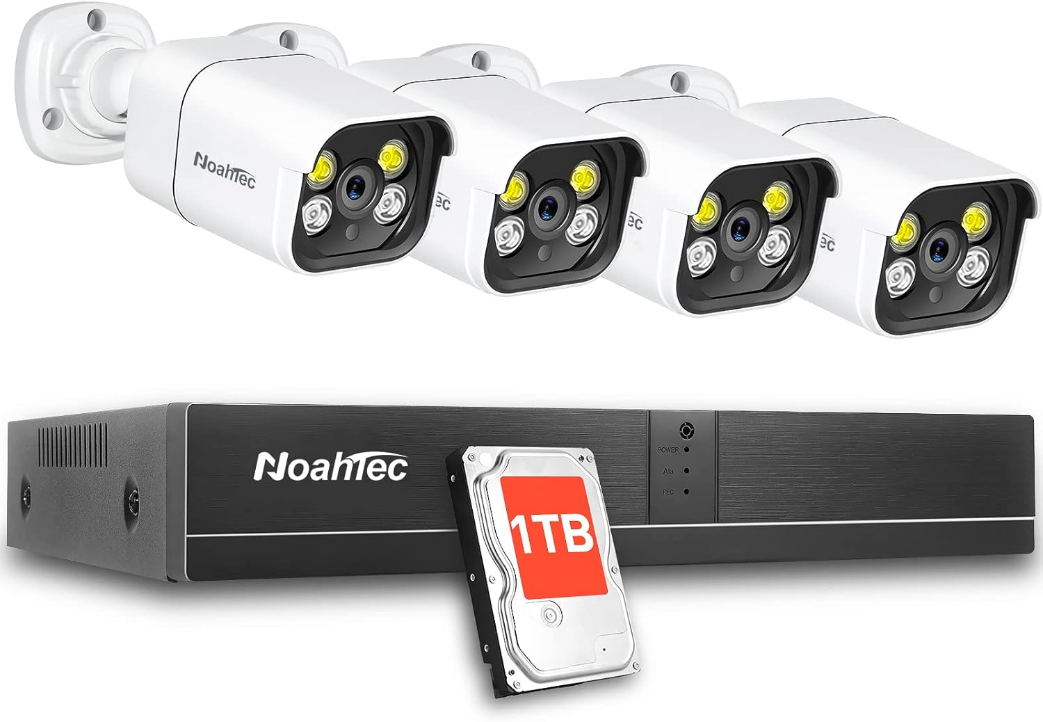 POE Security Camera System ,8CH Home Security Camera System Human Detection 5MP NVR Recorder, 4pcs PoE Security Cameras with Audio, Floodlight, Color Night Vision, Face Detect, 1TB Hard Drive