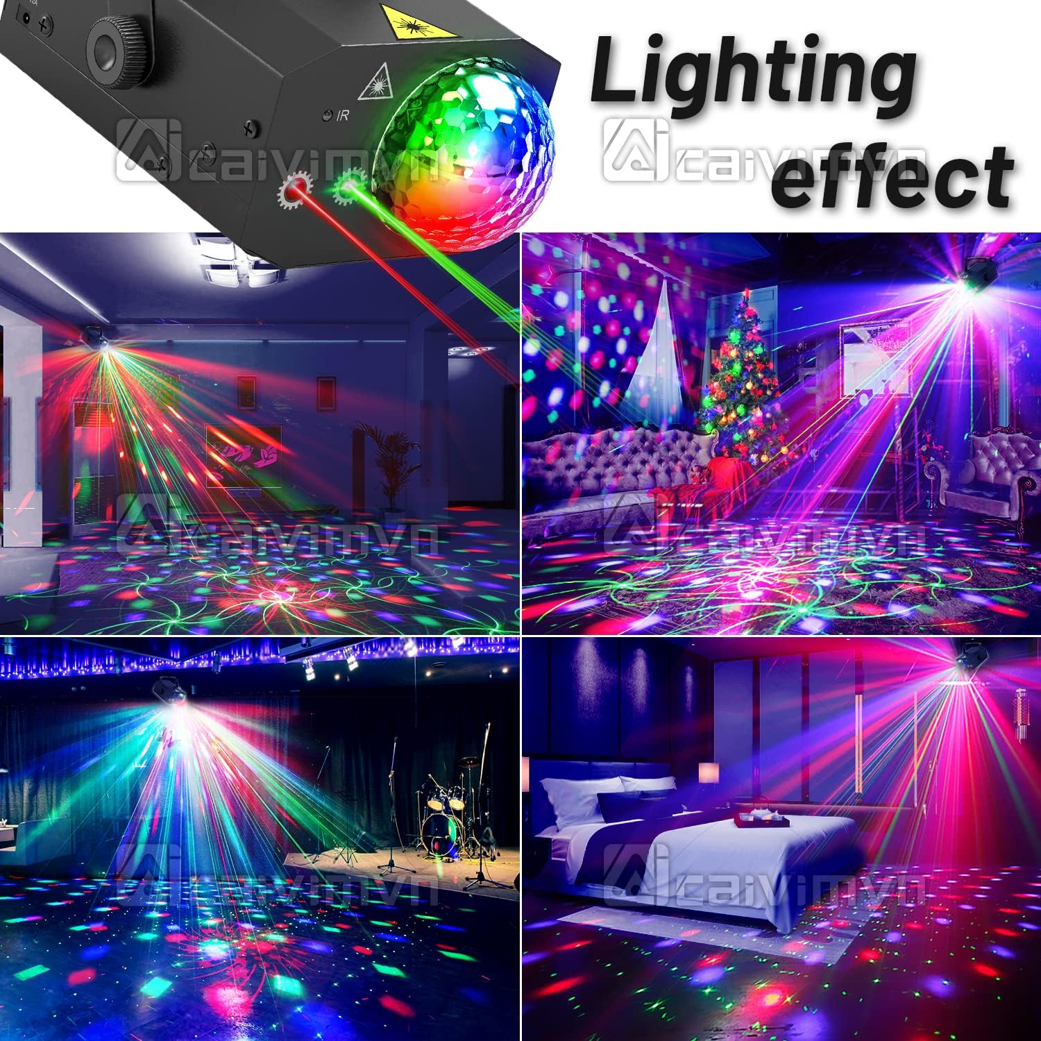 Party Lights Disco Ball Light, Dj Disco Lights LED Stage Light Strobe Lights Sound Activated with Remote Control for Xmas Club Bar Parties Holiday Christmas Birthday Wedding Home Decoration