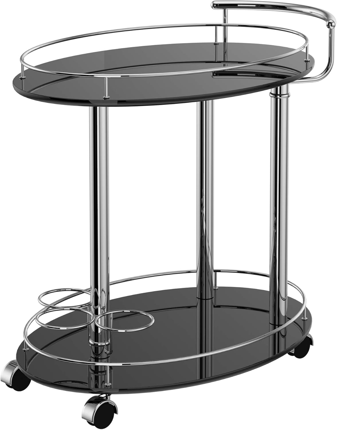 WHI Contemporary Metal & MDF 2-Tier Bar Cart, Black