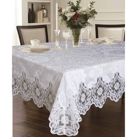 Violet Linen Elegant Velvet Lace Sheer Floral Deluxe Design Tablecloths, 70x22 x 144