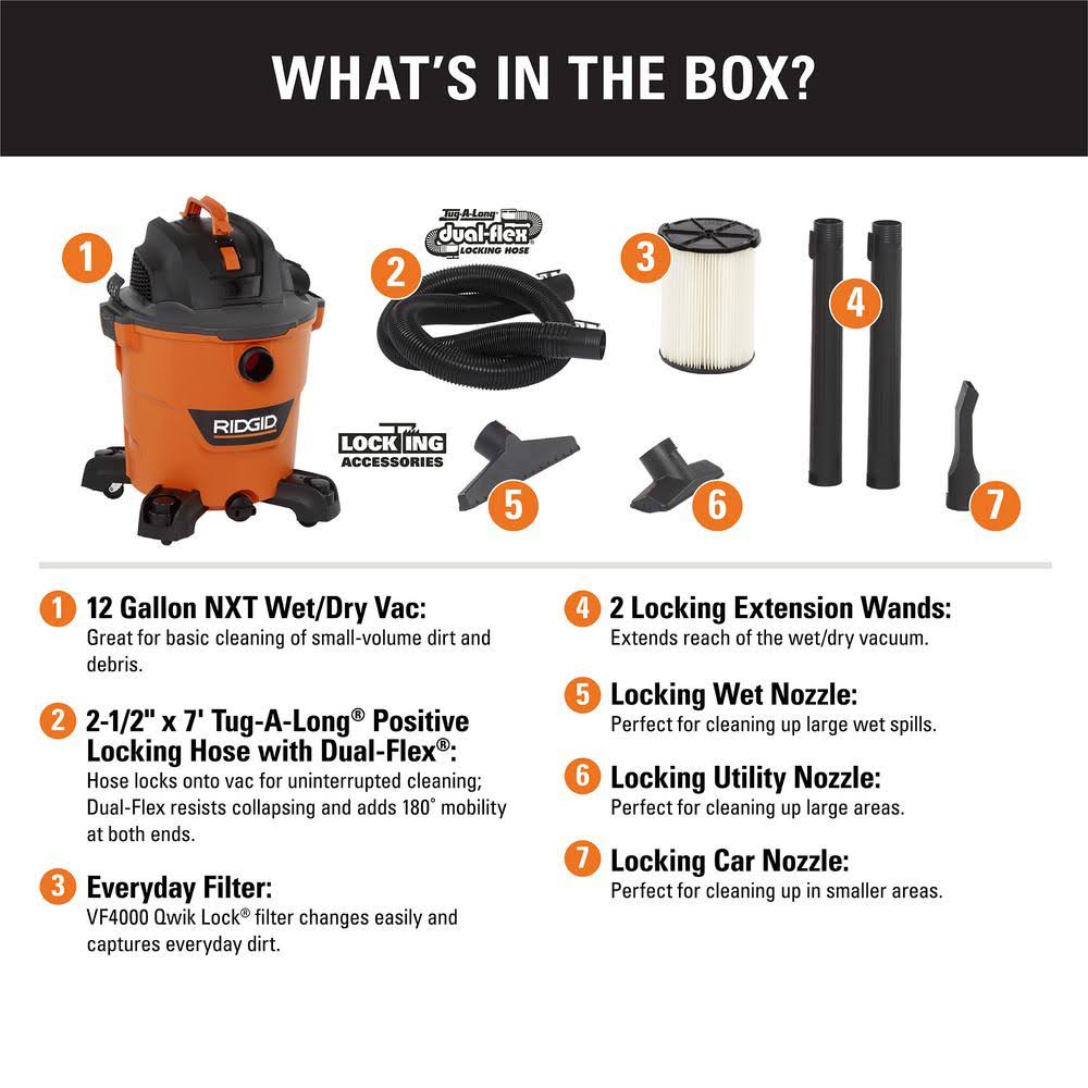 Ridgid Wet Dry Vacuum 12 gal. 5.0-Peak HP