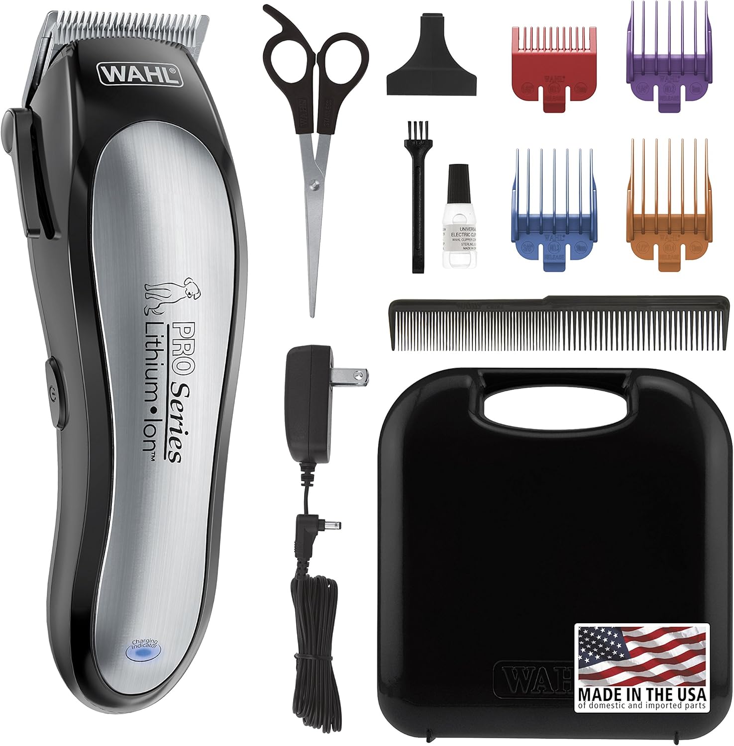 Wahl Lithium Ion Pro Series Cordless Animal Clippers – Rechargeable, Quiet, Low Noise, Heavy-Duty, Electric Dog & Cat Grooming Kit for Small & Large Breeds with Thick to Heavy Coats – Model 9766,Black and Silver Pack of 2