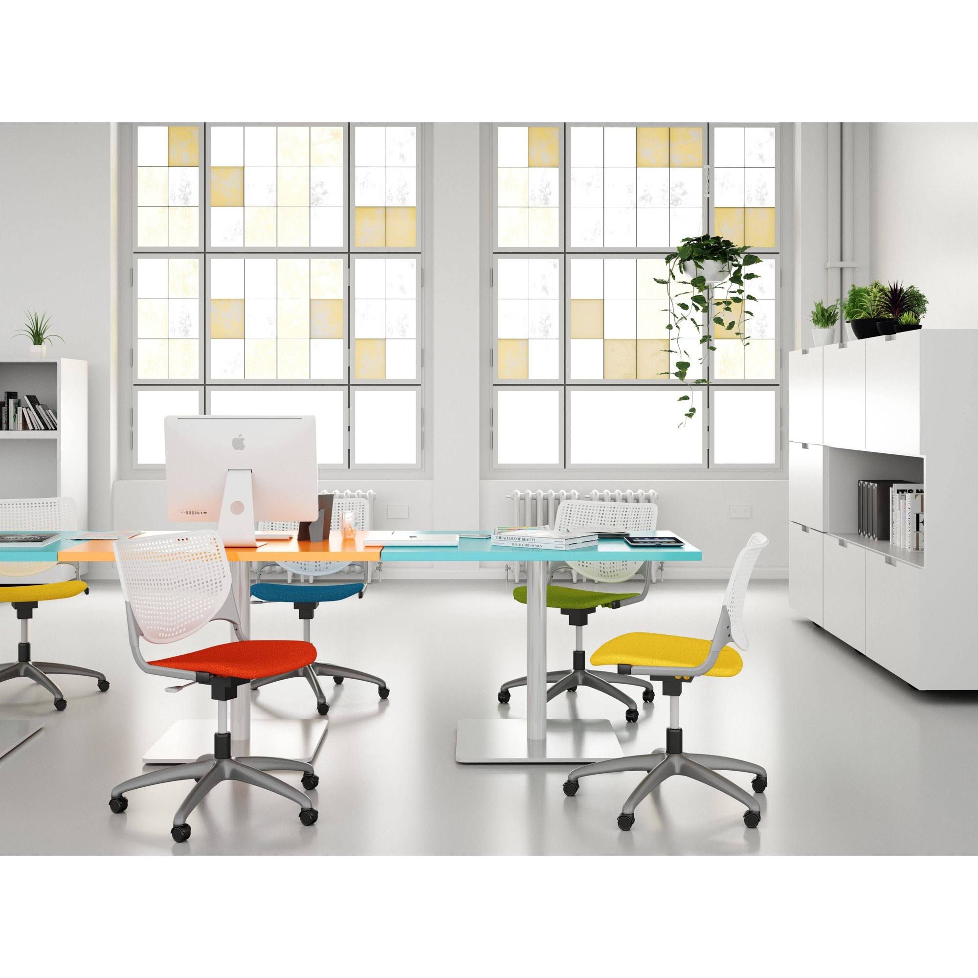 KFI Kool Poly Task Chair, White BACK, Light Grey Seat