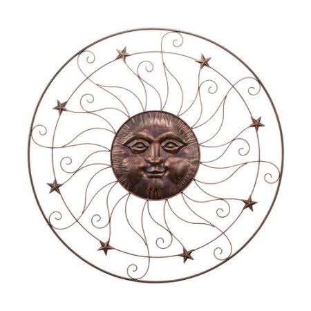 Bay Accents Wrought Iron Sun and Stars Round Wall D Cor