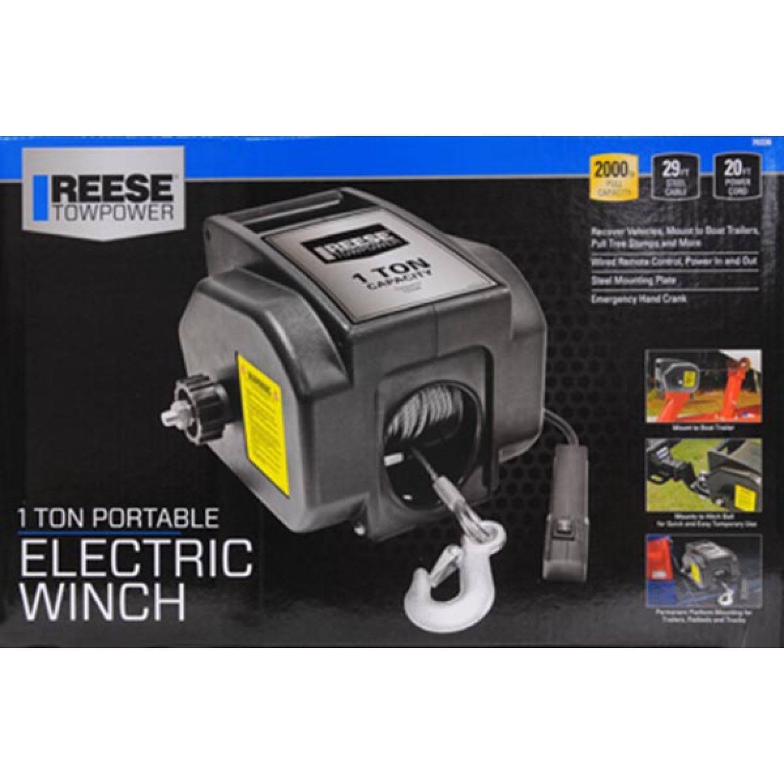 Reese Towpower Portable Electric Winch, Black, 29&