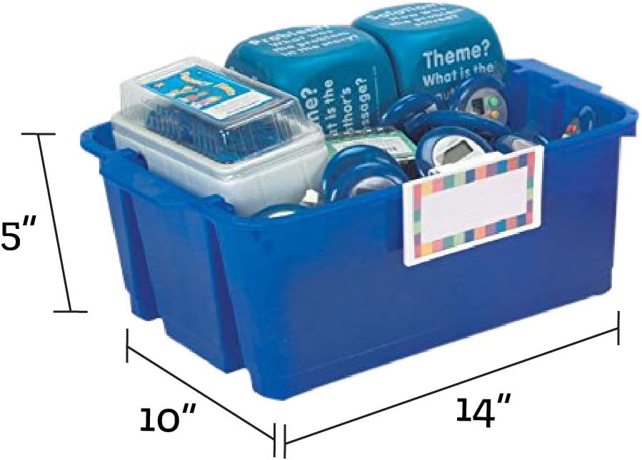 Really Good Stuff Stackable Plastic Book and Organizer Bins for Classroom or Home Use – Universal Label Holder - Sturdy Plastic Baskets in Fun Neon Colors for Convenient Storage and More (Set of 5) Pack of 2