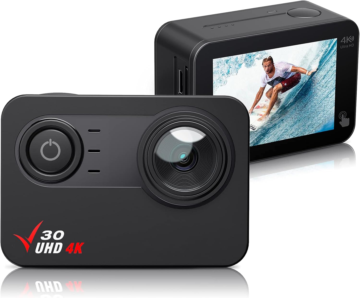 Action Camera 4K 30FPS Ultra HD Waterproof Camera, 170° Wide Angle PC Webcam WiFi Sports Camera EIS Stabilization,100FT Waterproof,2'' Touch Screen, 1350mAh Batteries and Mounting Accessories Kit