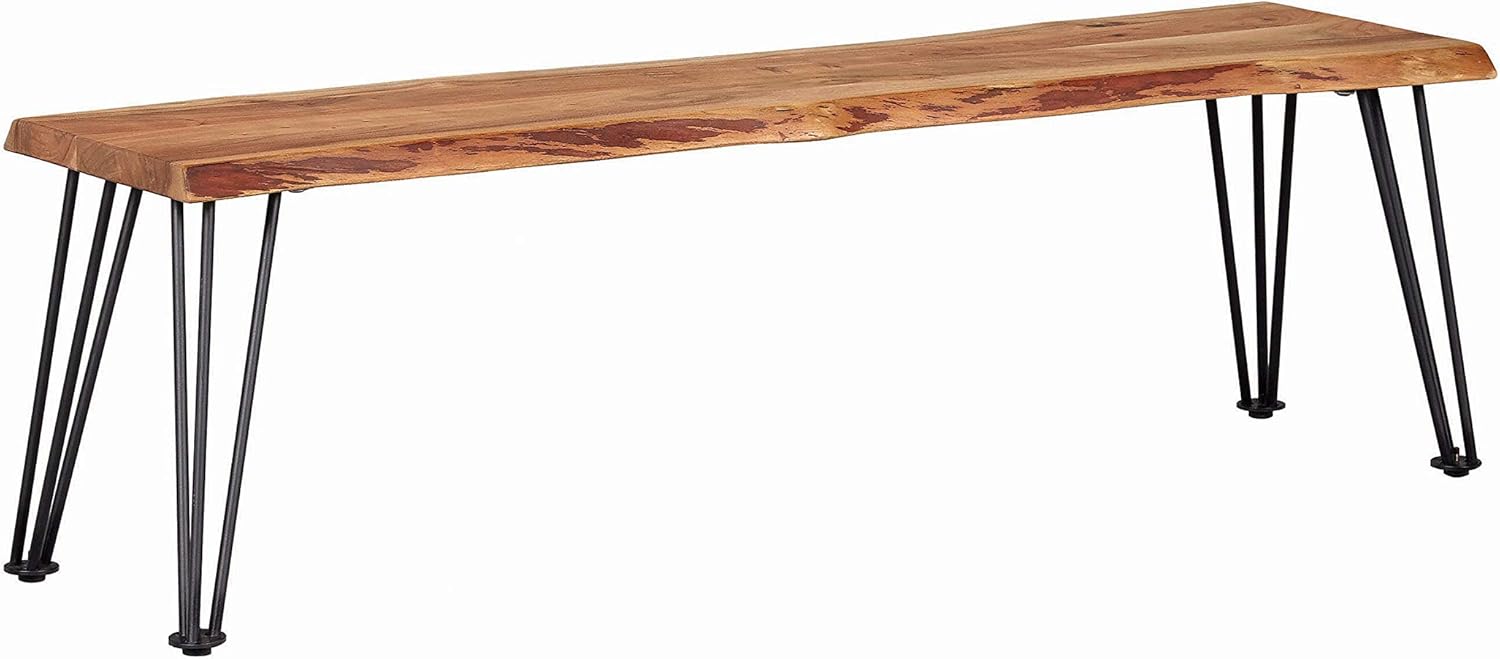 Coaster Home Furnishings Sherman Natural Acacia and Matte Black Bench, 18