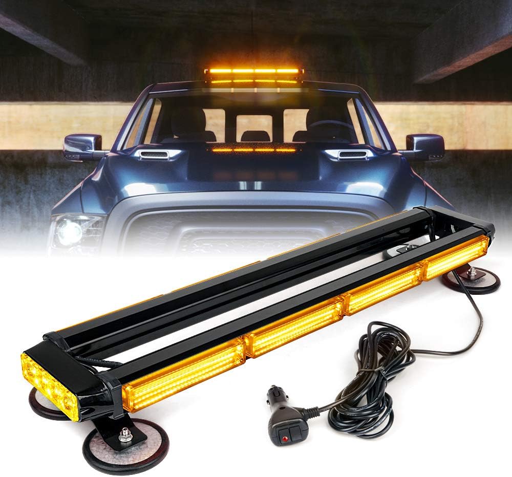 Xprite White Amber COB LED Rooftop Strobe Flashing Light Bar Double Side 26