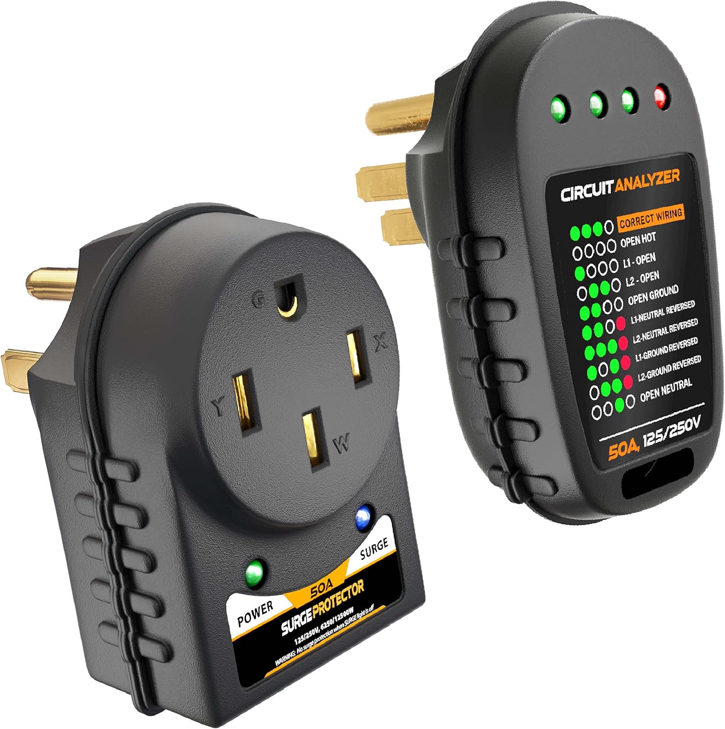 RV Surge Protector 50 Amp - Power Adapter with Integrated Surge Protection - ETL Listed 50 Amp Surge Protector for RV Pack of 2