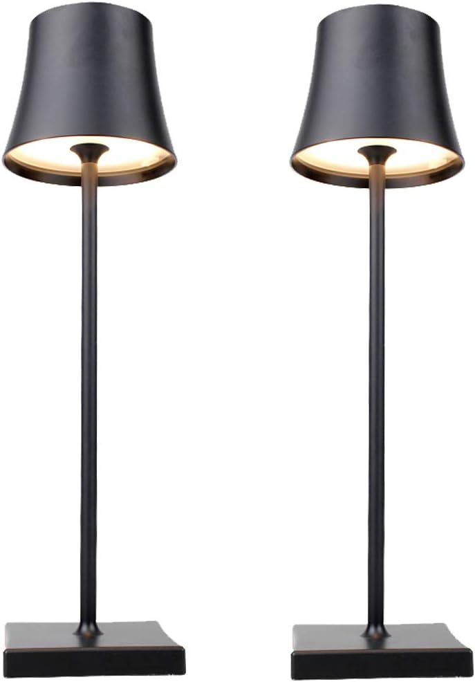 [2pcs] Metal Retro Desk Lamp, Portable USB Rechargeable Cordless LED Table Lamp with Touch Switch,4W Bedside Lamp for Bedroom, Reading, Work,Study,Bars,KTV, Restaurants,Home,2pcs Black