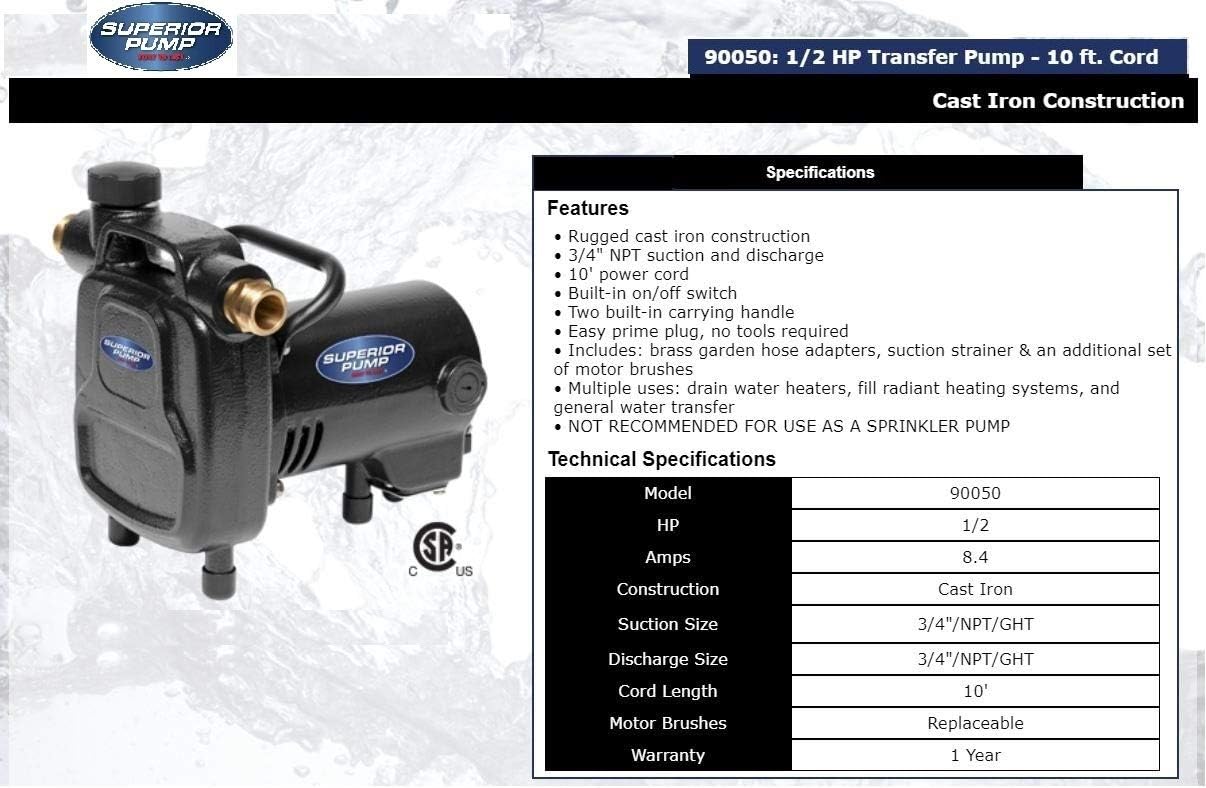Superior Pump 90050 Transfer Pump , Black