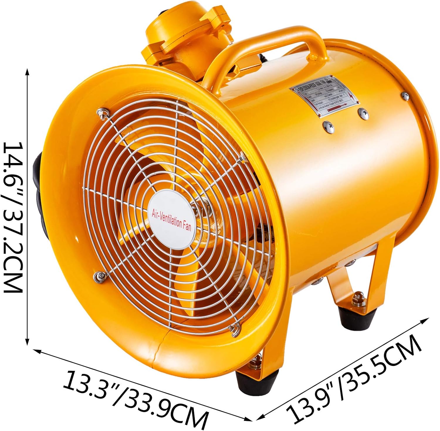 VEVOR Explosion Proof Fan 10 Inch(250mm) Utility Blower Fan 350W 220V 60HZ Speed 3450 RPM for Extraction and Ventilation in Potentially Explosive Environments