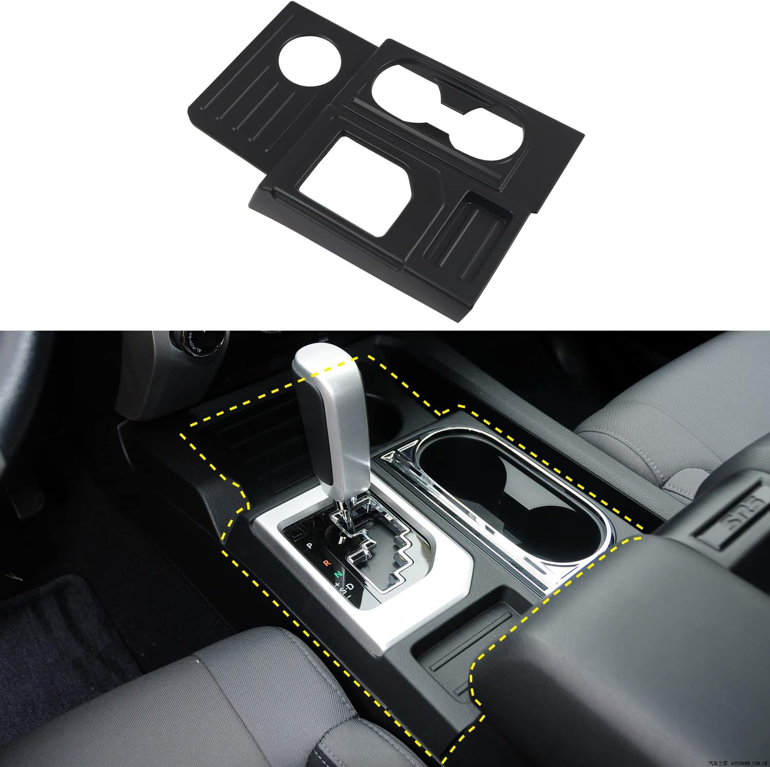 HIGH FLYING for Toyota Tundra 2014-2021 Car Accessories Center Console Gear Shift Box Water Cup Panel Cover ABS Blacking Out 1pc LHD (Not fit 1794 Edition)