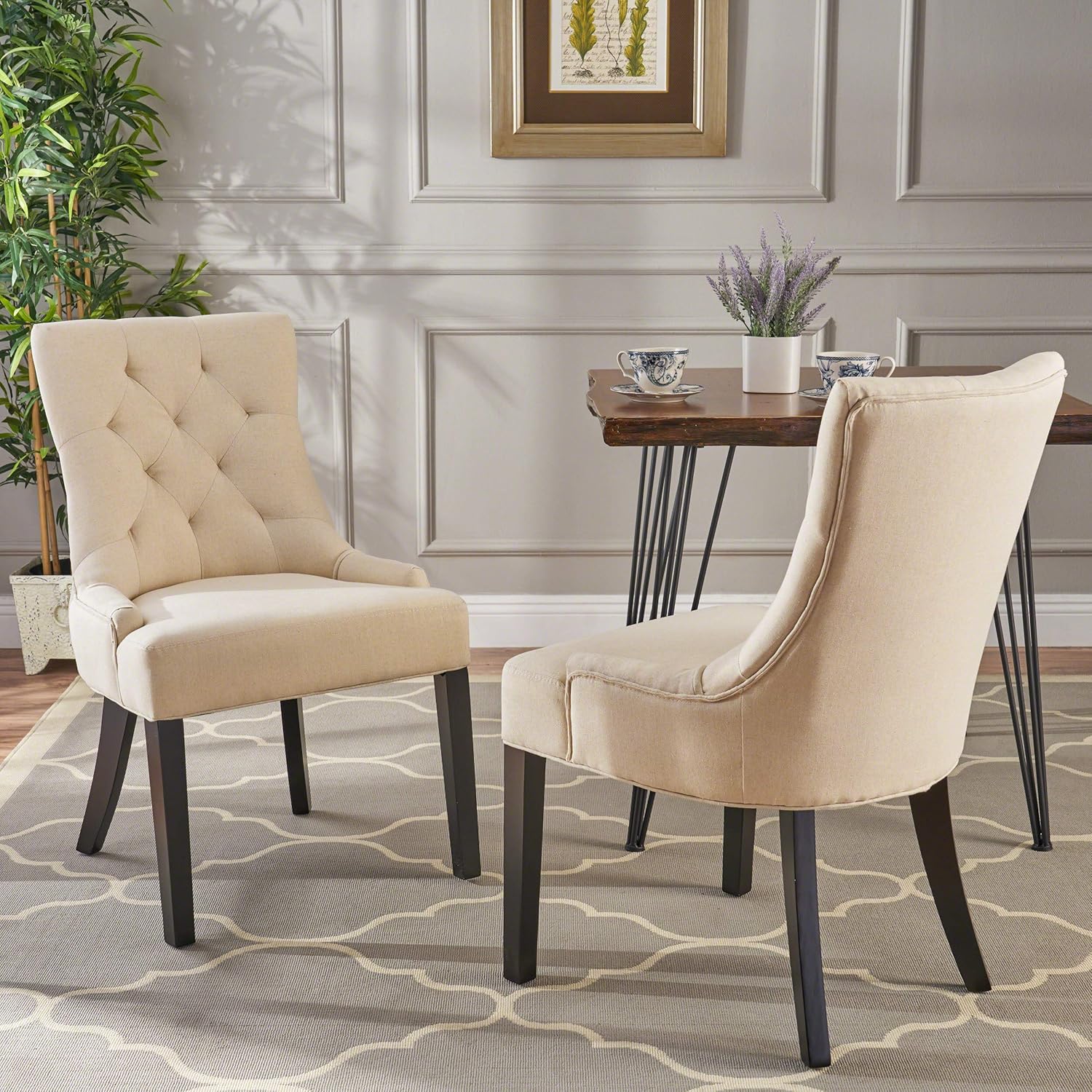 Christopher Knight Home Hayden Tufted Fabric Dining / Accent Chairs, 2-Pcs Set, Beige