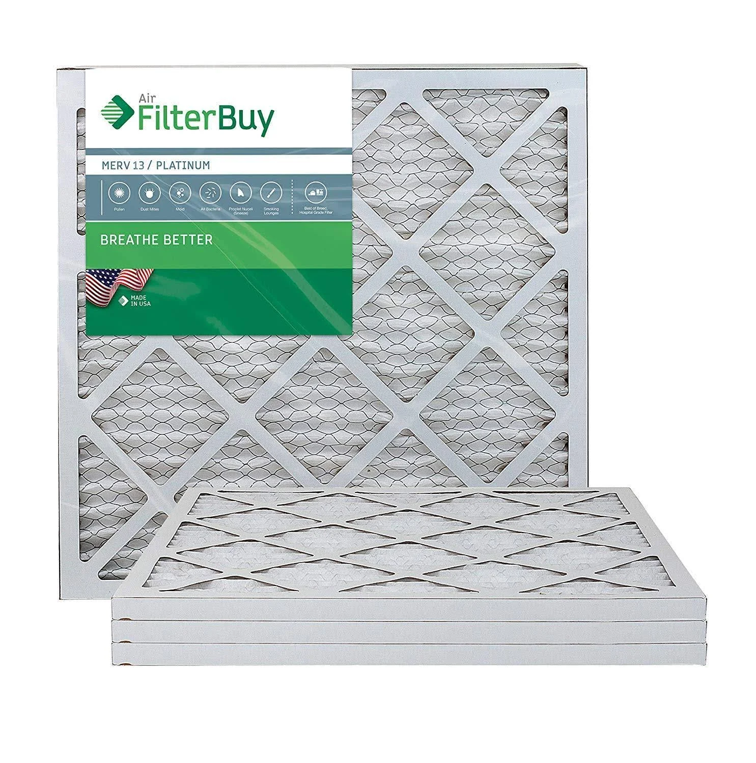 Filterbuy 20x20x1 MERV 13 Pleated AC Furnace Air Filter, Pack of 4 Filters, ?