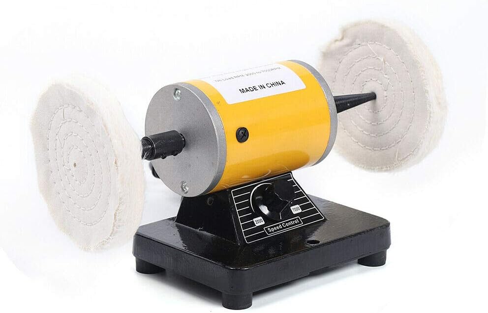 Bench Buffer Polisher Variable Speed Electric Buffing Machine with Polishing Wheel 5 inch Bench Grinder for Polishing Jewelry 200W 110V