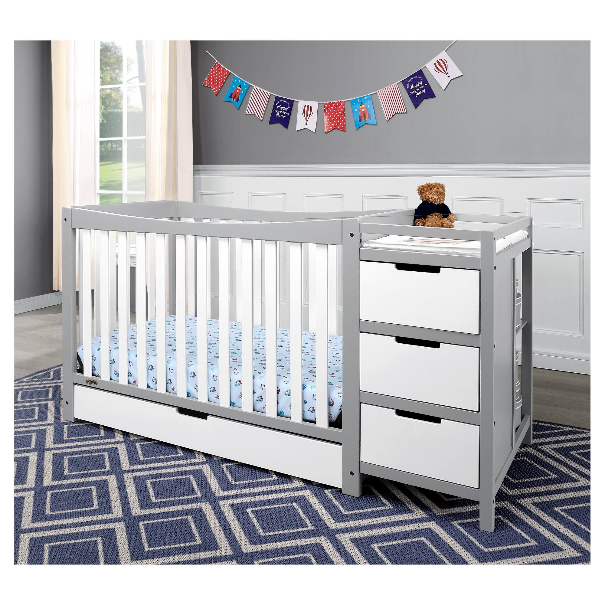 Graco Remi 4-in-1 Convertible Crib and Changer - Pebble Gray/White