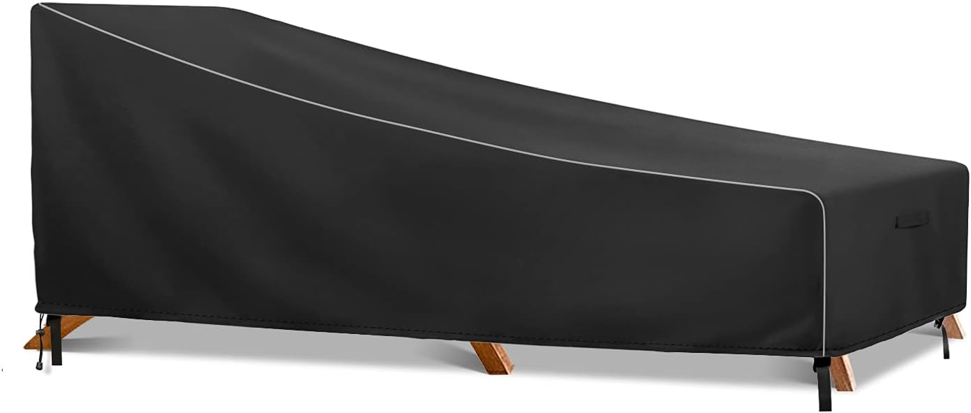 Chaise Lounge Cover, ZEJUN Patio Outdoor Lounge Chair Cover 71&rdquo;L x30&rdquo;W x30&rdquo;H 600D Heavy Duty Waterproof Lounge Chair Cover Durable All Weather- & Fade-Resistant Outdoor Patio Furniture Cover, Black