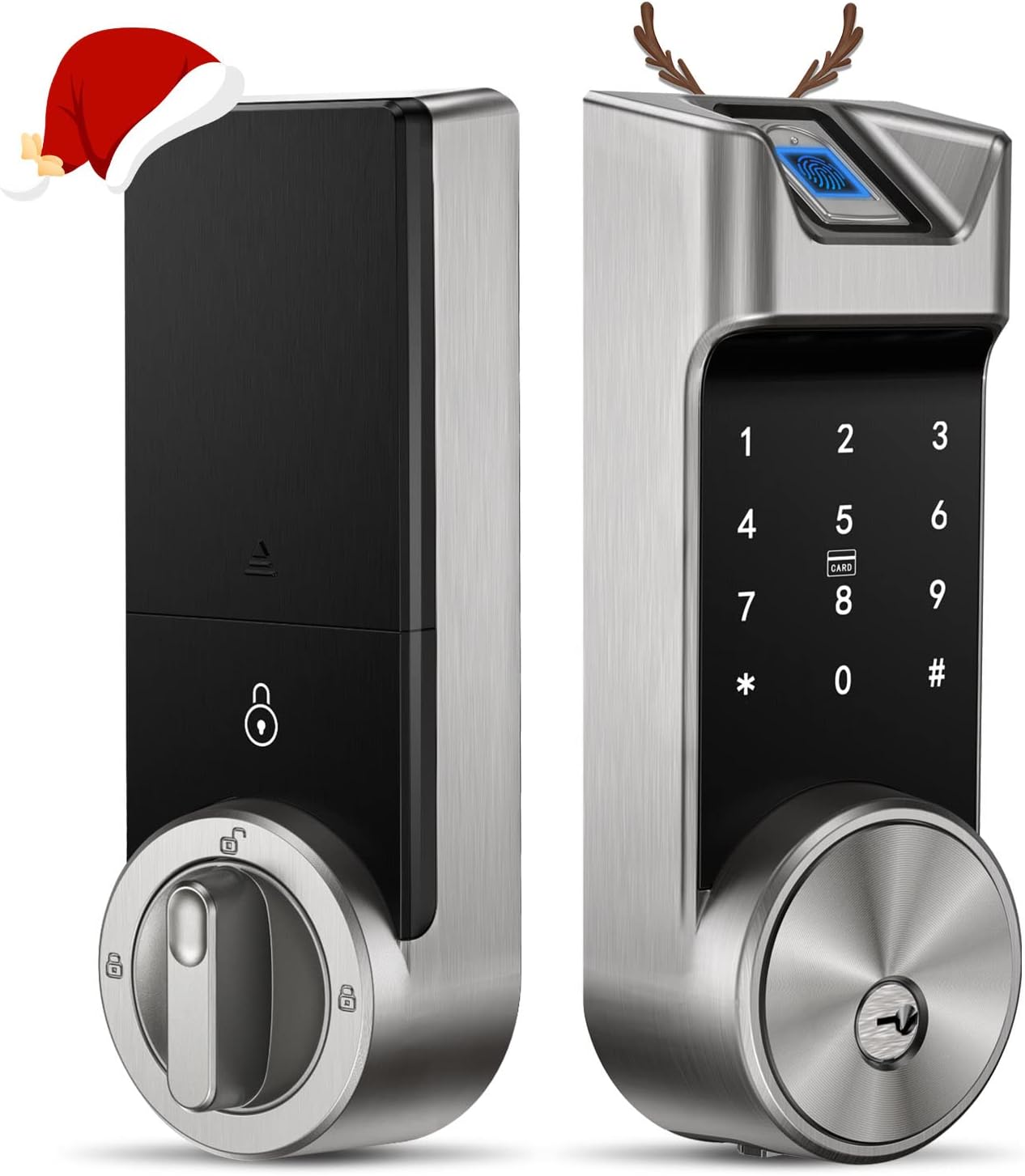 NGTeco Security Smart Deadbolt Lock: 5 in 1 Fingerprint Keyless Entry Door Lock with Auto Relock & Privacy Mode - Bluetooth Electronic Touch Keypad with Tamper Alert Digital Locks Key Fob