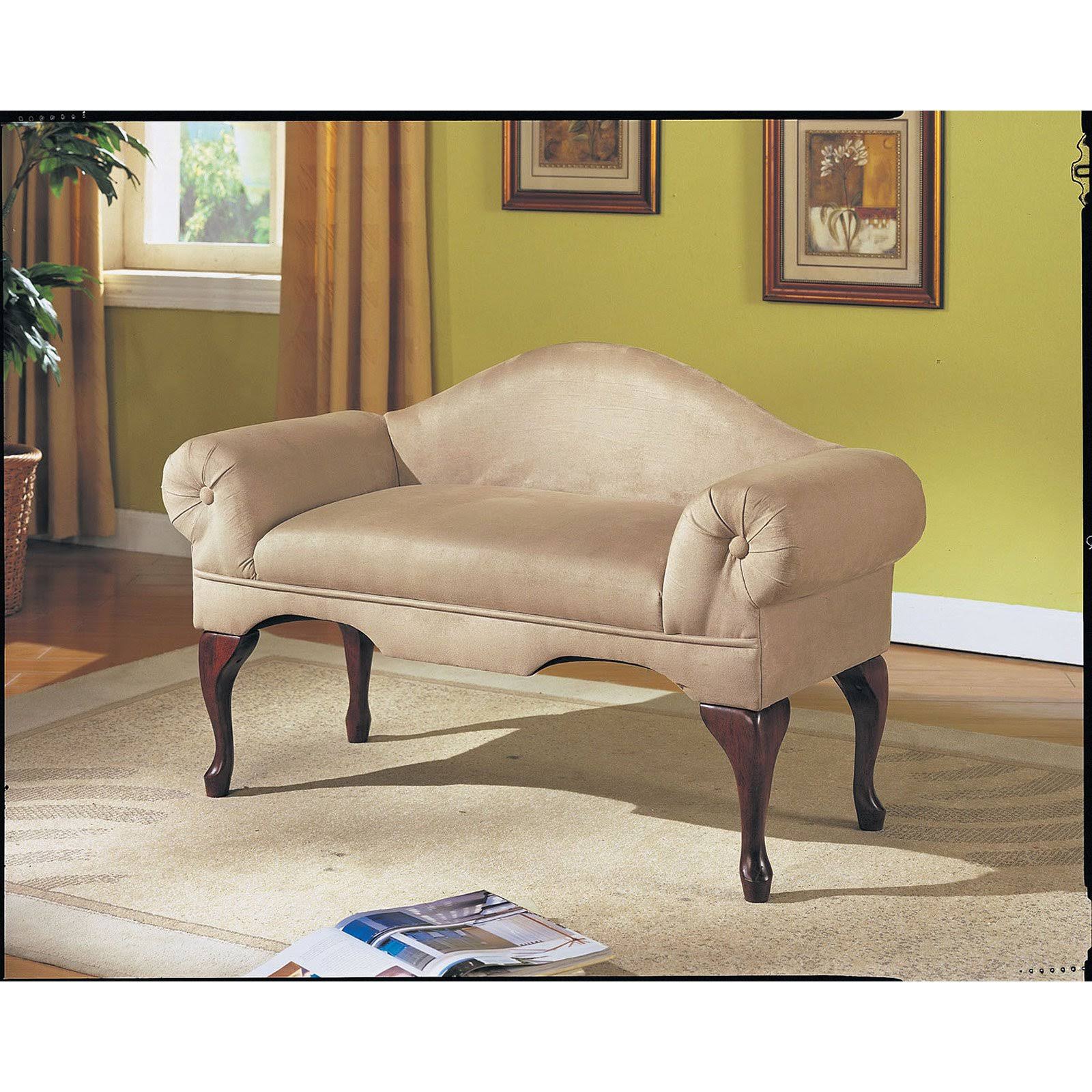 Acme Aston Bench with Rolled Arm, Beige Microfiber