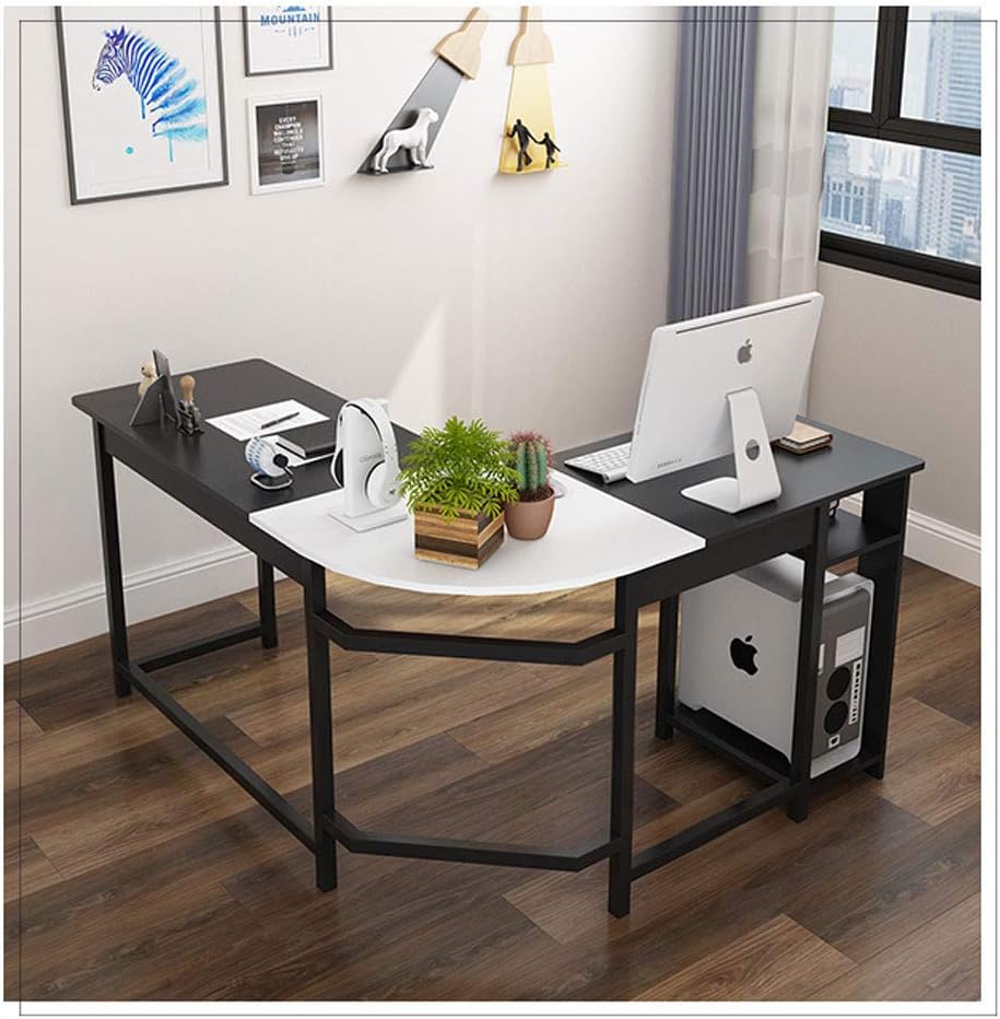 Desks, Desks for Home Working, Desktop Simplicity, L-Shaped Computer Desk Desktop Home Simple Corner Computer Desk, for Home Office, Space-Saving, Easy to Assemble, Industrial(Wood Color)