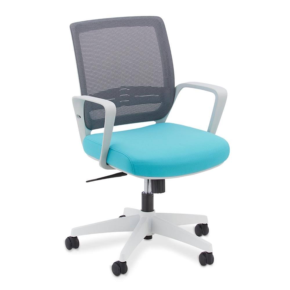 Hubbub Brite Mesh Back Office Chair Gray Mesh Back/Aqua Fabric Seat/White Frame (D00232MF)