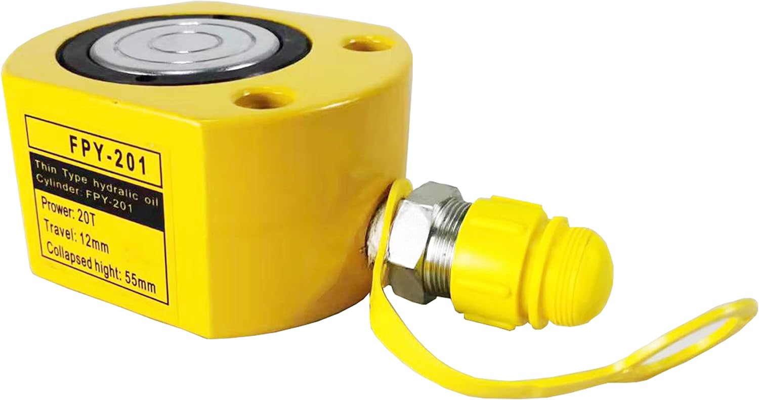 TEXALAN 20 ton Low Profile Hydraulic Ram Jack Stoke 13mm(0.51 inch) Mini Protable Hydraulic Cylinder Industrial Super Thin Lifting Jack, not for Car (20T,13mm)