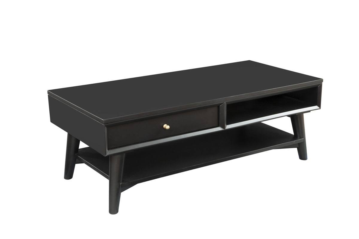 Alpine Furniture Flynn Wood 1 Drawer Coffee Table in Black