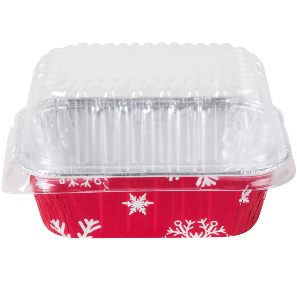 Durable Packaging Holiday Aluminum Mini Loaf Pan with Plastic Dome Lid Pack of 100 Pans Lids