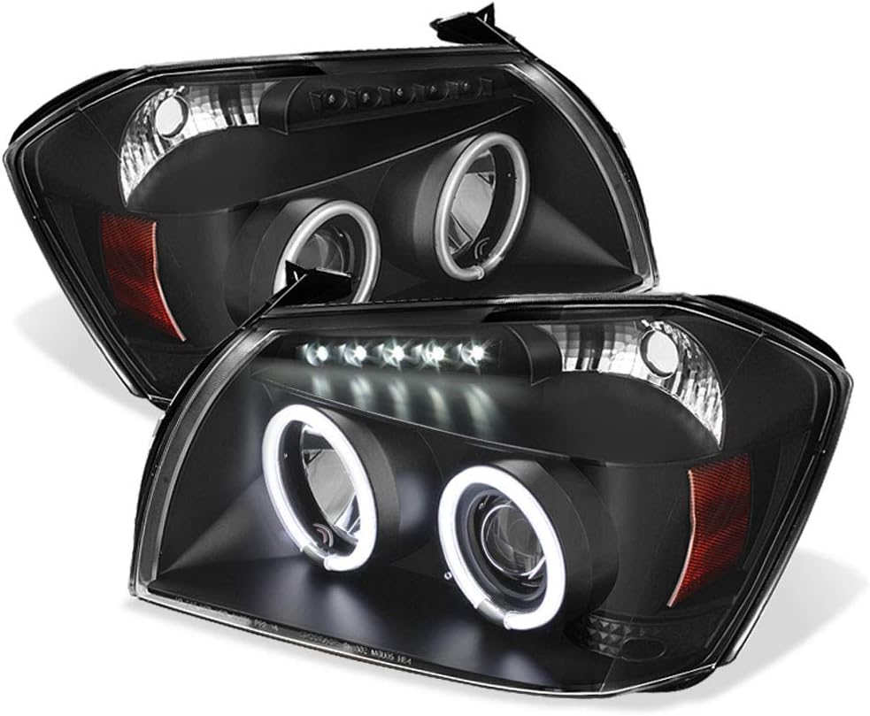 ACANII - For 2005-2007 Dodge Magnum LED CCFL Halo Black Housing Projector Headlights Headlamps, Driver & Passenger Side