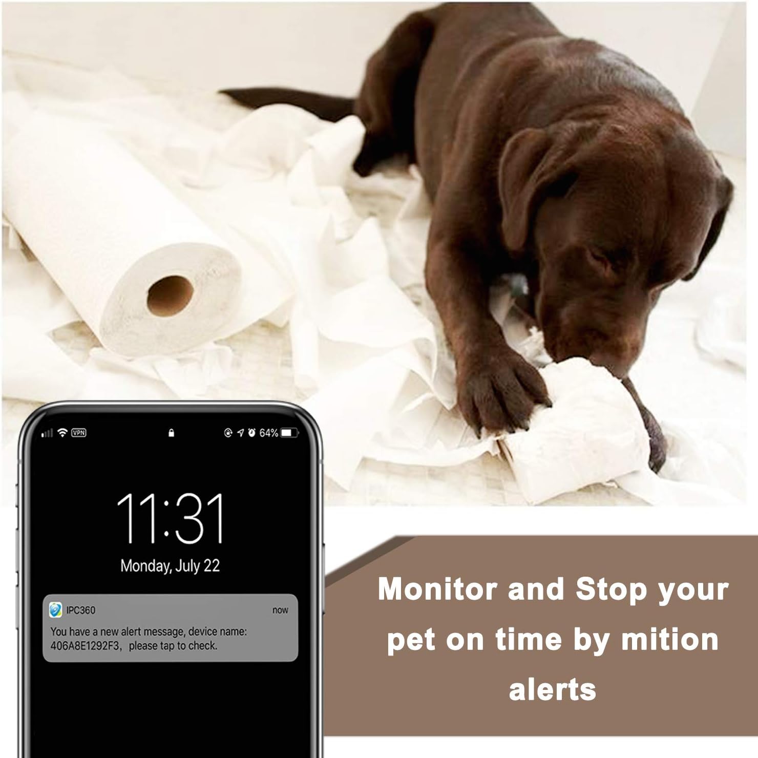 Pet Monitor Camera, Bioxo 1080P HD 2.4G Wireless IP Camera, Night Vision Camera for Dog/Cat/Baby Monitor Home Security Camera Black