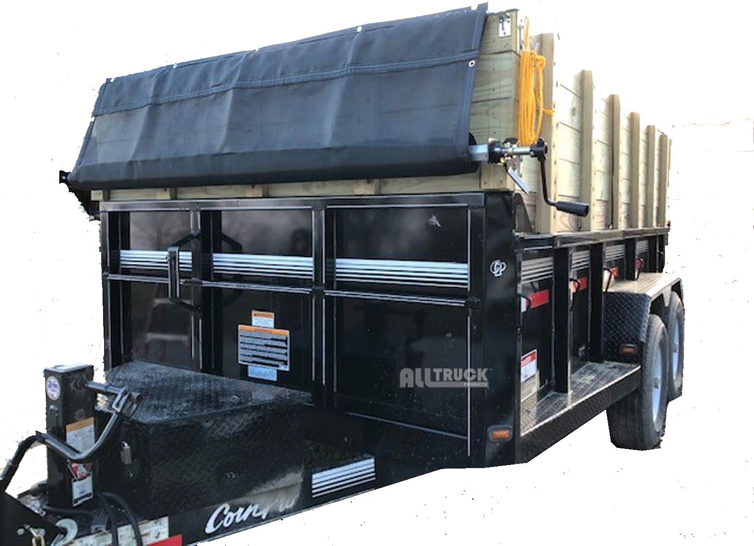 Hand Crank 7' X 12' Tarp Roller Kit with Black Mesh Tarp for Dump Truck or Trailer by All Truck Products