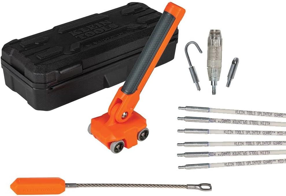 Klein Tools 50611 Magnetic Wire Puller, Fishes and Pulls Wire Cable Behind Walls or Tight Spaces, Stainless-Steel Leader, Rare Earth Magnet