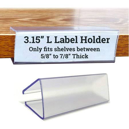 3.15 inch L Wood Shelf Label Holder, Clip on Ticket Holder for Shelves .6 inch to .9 inch Thick, 100 Pack