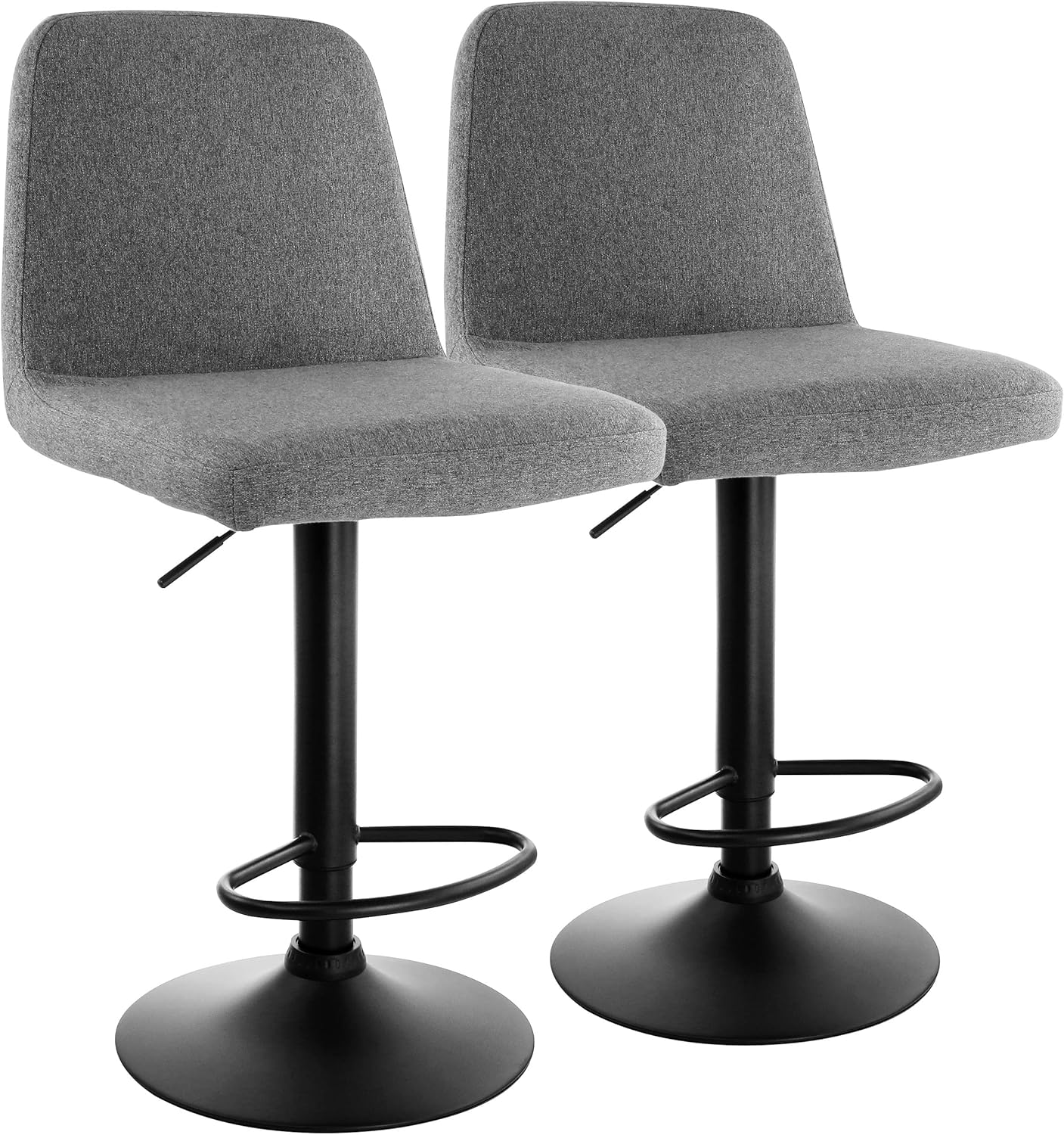 Elama 2 Piece Adjustable Fabric Barstool in Gray with Black Base,ELM-2037