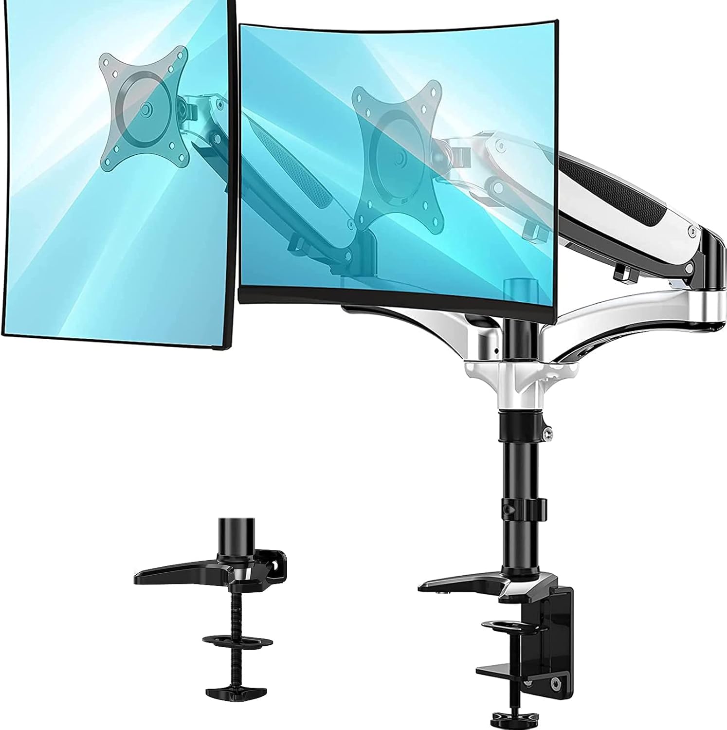 Dual Monitor Stand, Fits Two 13 to 27 Inch Flat, Arm Desk VESA Bracket Pack of 2